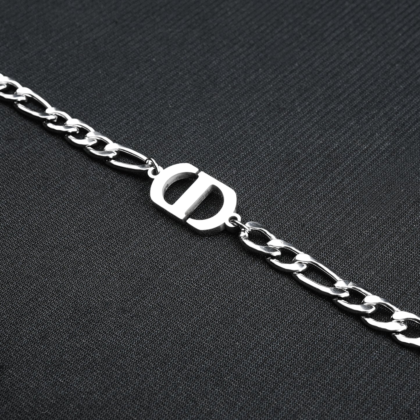 7mm Silver Alpha Figaro chain Bracelet -316L