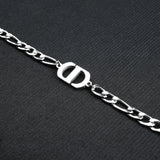 7mm Silver Alpha Figaro chain Bracelet -316L