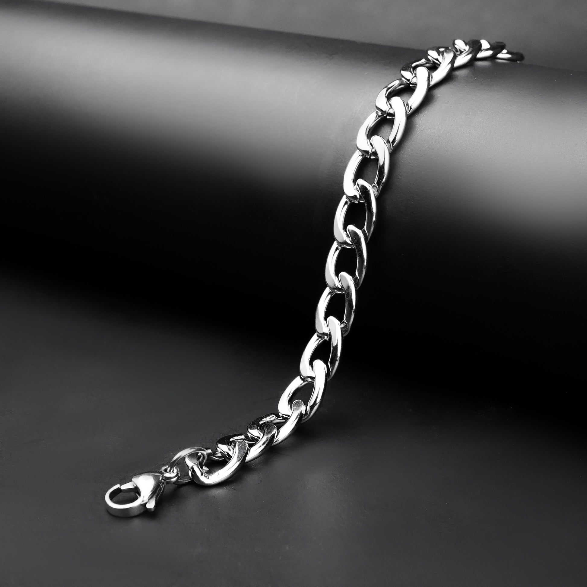 Silver Flex Link Curb Chain Bracelets