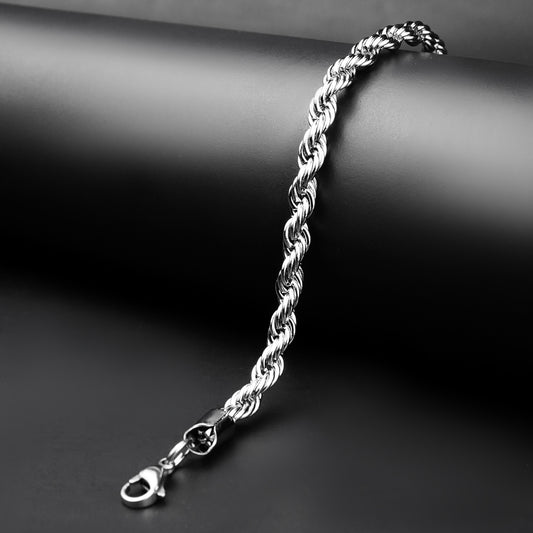 5mm Silver Flex Rope Chain Bracelet