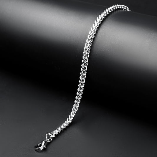 Silver Flex Square Wheat Chain Bracelet