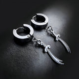 Silver Knife Hoop Men Earrings