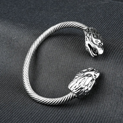 6mm Silver Metallic Eagle Cuff Bangle bracelet -316L