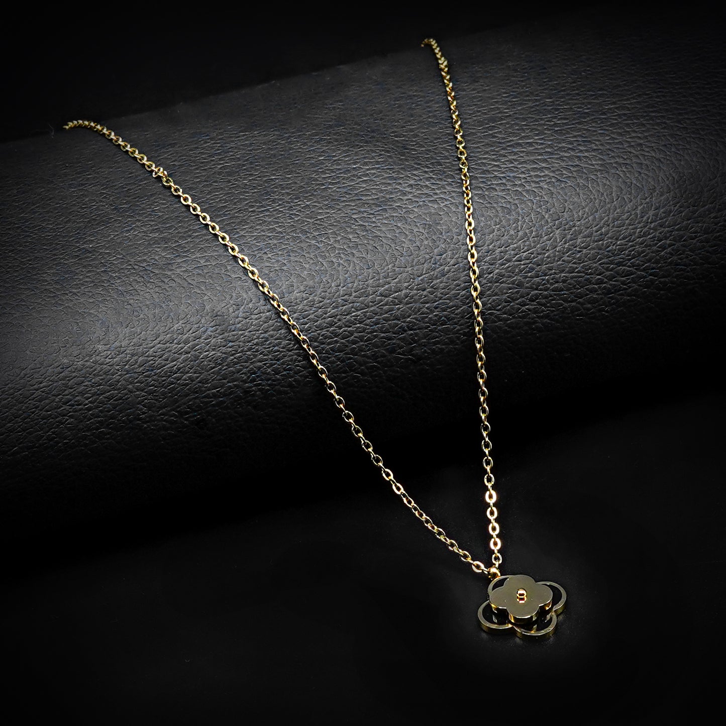 Golden Van Cleef Pendant with Golden Cable Chain -316L