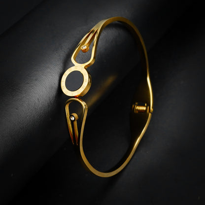 Golden Royal Numeric Bangle -316L