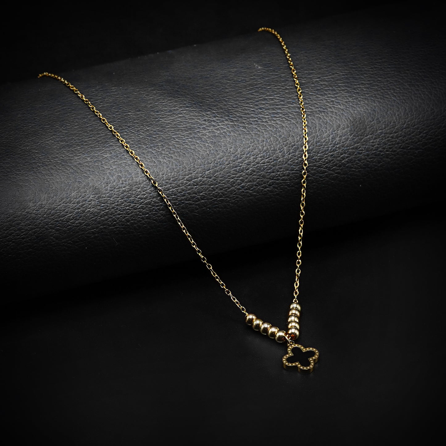 Golden Flex  Van Cleef Pendant with Golden Cable Chain -316L