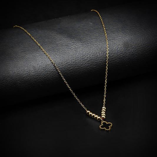 Golden Flex  Van Cleef Pendant with Golden Cable Chain -316L