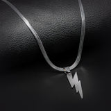 Silver Thunder Pendant with Silver Herringbone Chain -316L