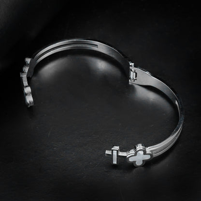 Silver Clover Bangle-316L