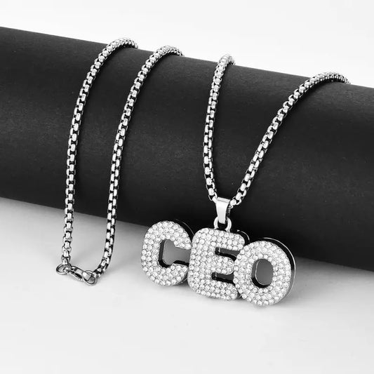 Diamond CEO pendant with silver Roundcut chain -316L