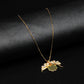 Golden Chic Clover Pendant with Silver Cable Chain -316L
