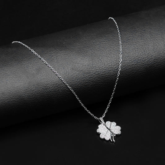 Silver Chic Clover Pendant with Silver Cable Chain -316L