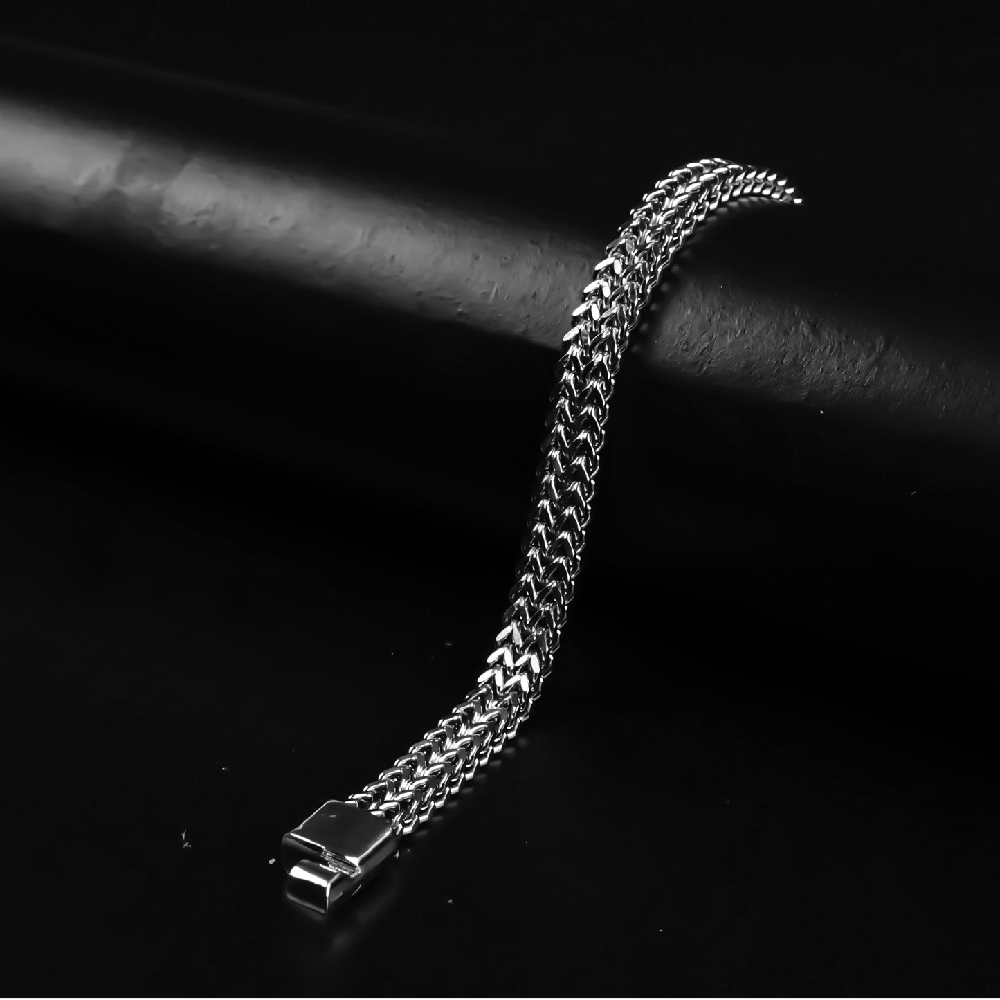 3.5mm Silver Double Square Wheat Chain Bracelet -316L