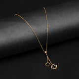 Golden Dual Van Cleef Pendant with Golden Cable Chain -316L