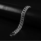 12.5 mm Silver flex Beaded Miami Cuban chain Bracelet -316L