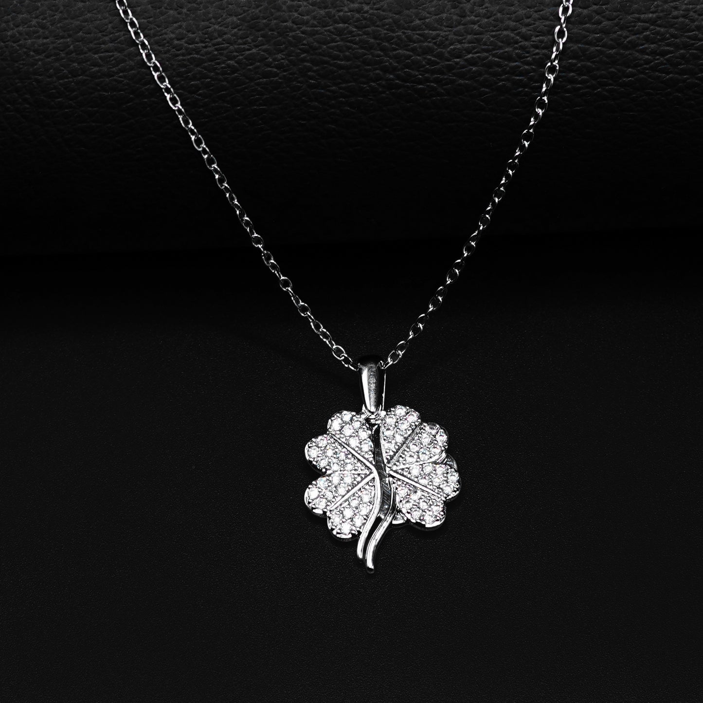 Silver Chic Clover Pendant with Silver Cable Chain -316L