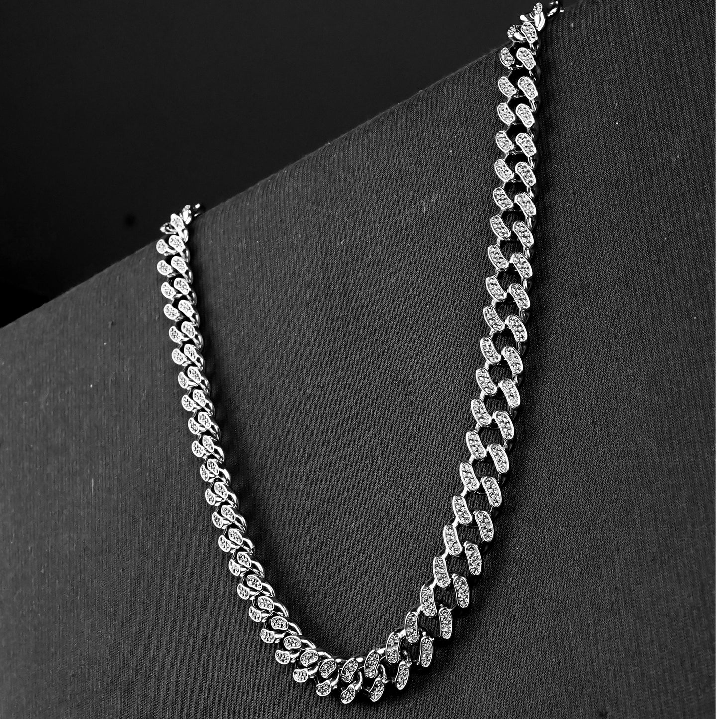 12mm Silver flex Beaded Miami Cuban chain -316L