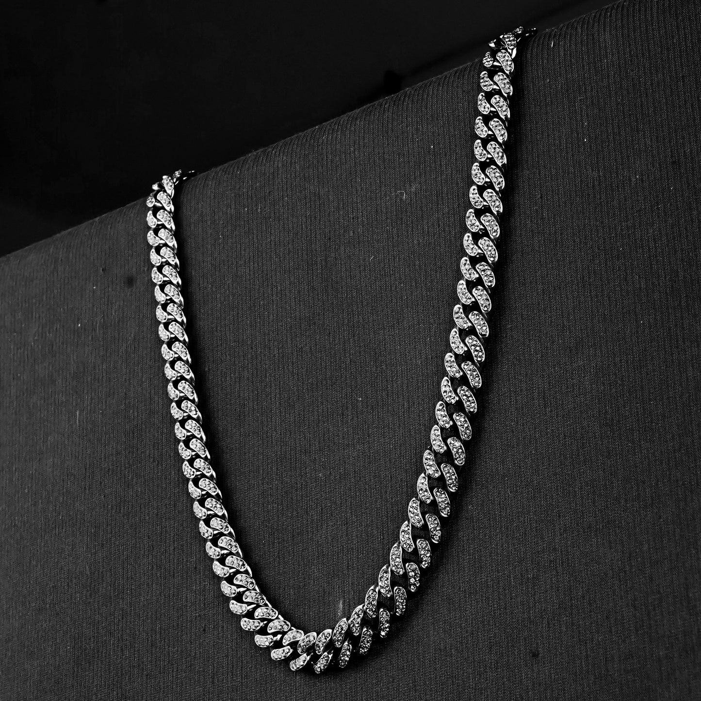 12mm Black flex Beaded Miami Cuban chain -317L