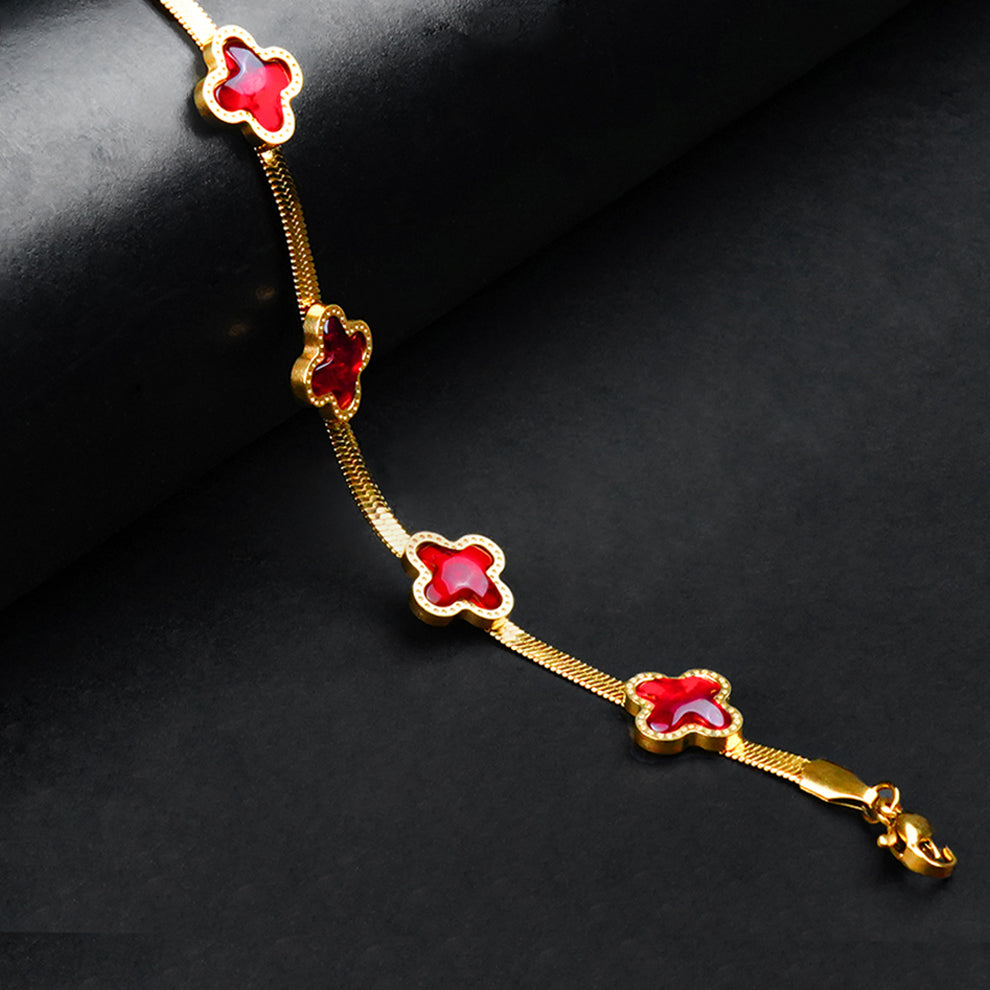 Golden Red Vancleef Women Bracelet