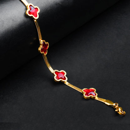 Golden Red Vancleef Women Bracelet