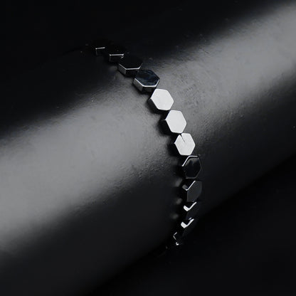 Metallic Black Octalink Hematite Bracelet