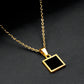 Black Square pendant with golden cable chain -316L