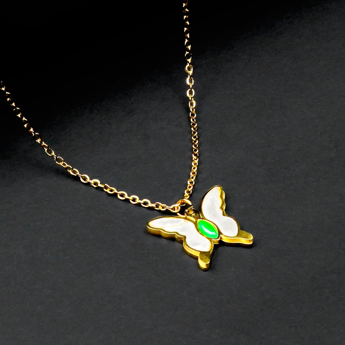 Butterfly Pendant with Golden cable Chain -316L