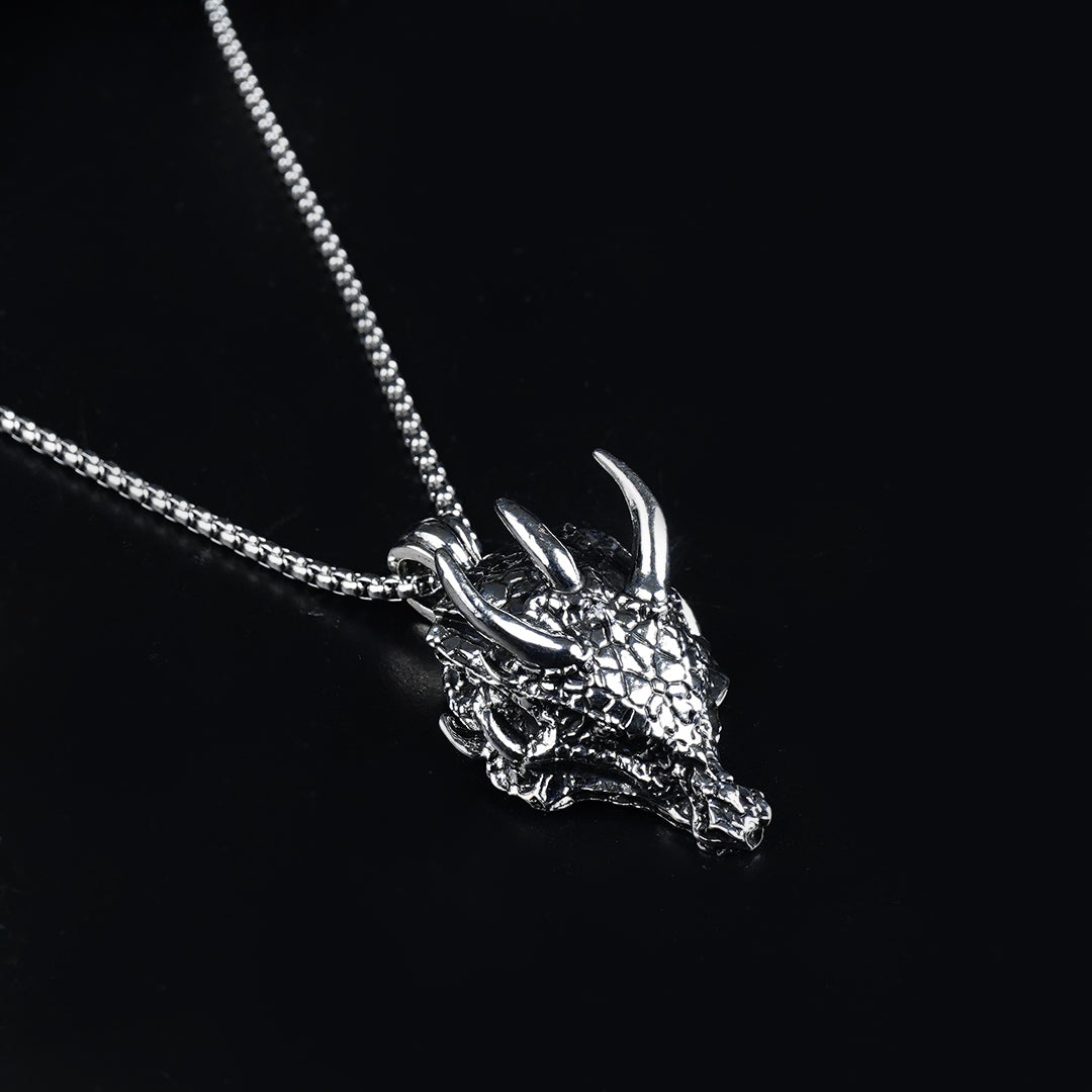 Dragon Necklace with silver Roundcut chain -316L