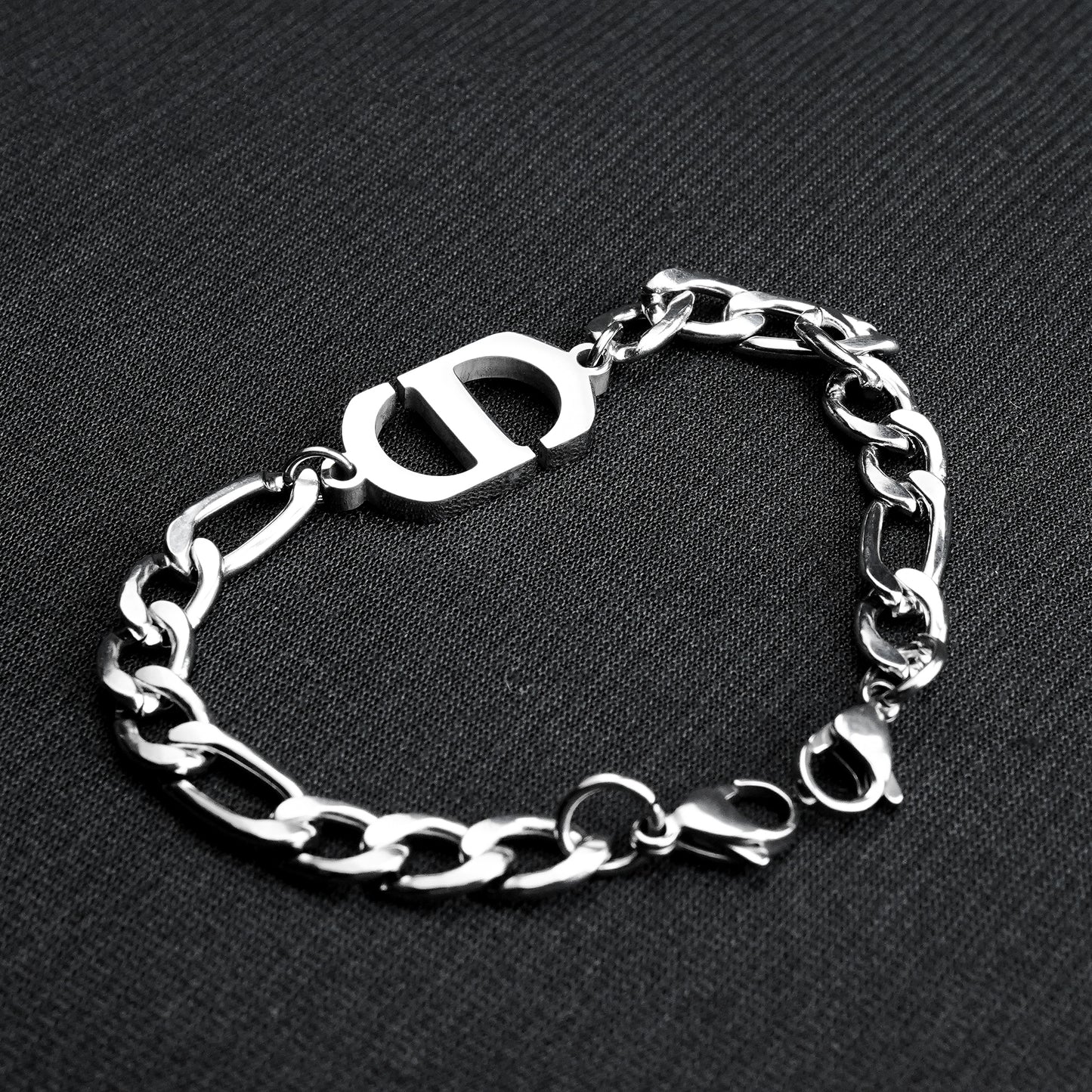 7mm Silver Alpha Figaro chain Bracelet -316L