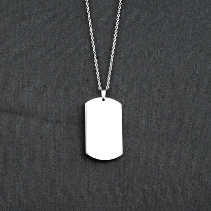 2mm Silver Engraving Rectangle pendant with Link chain -316L