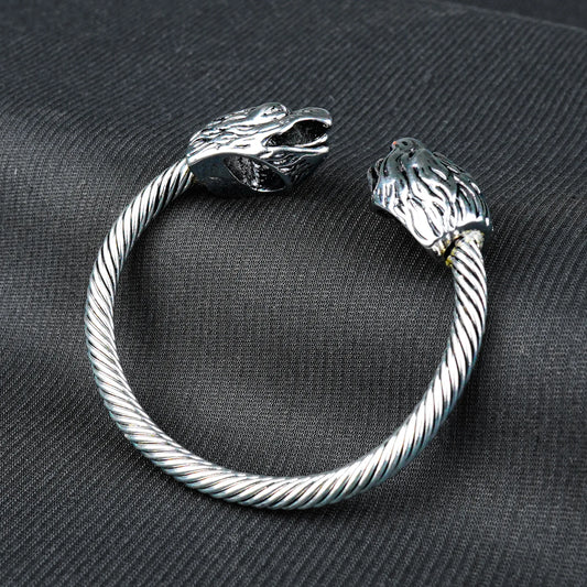 6mm Silver Metallic Eagle Cuff Bangle bracelet -316L