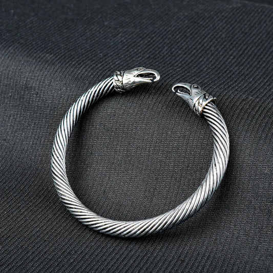 6mm Silver Metallic Hawk Cuff Bangle bracelet -316L