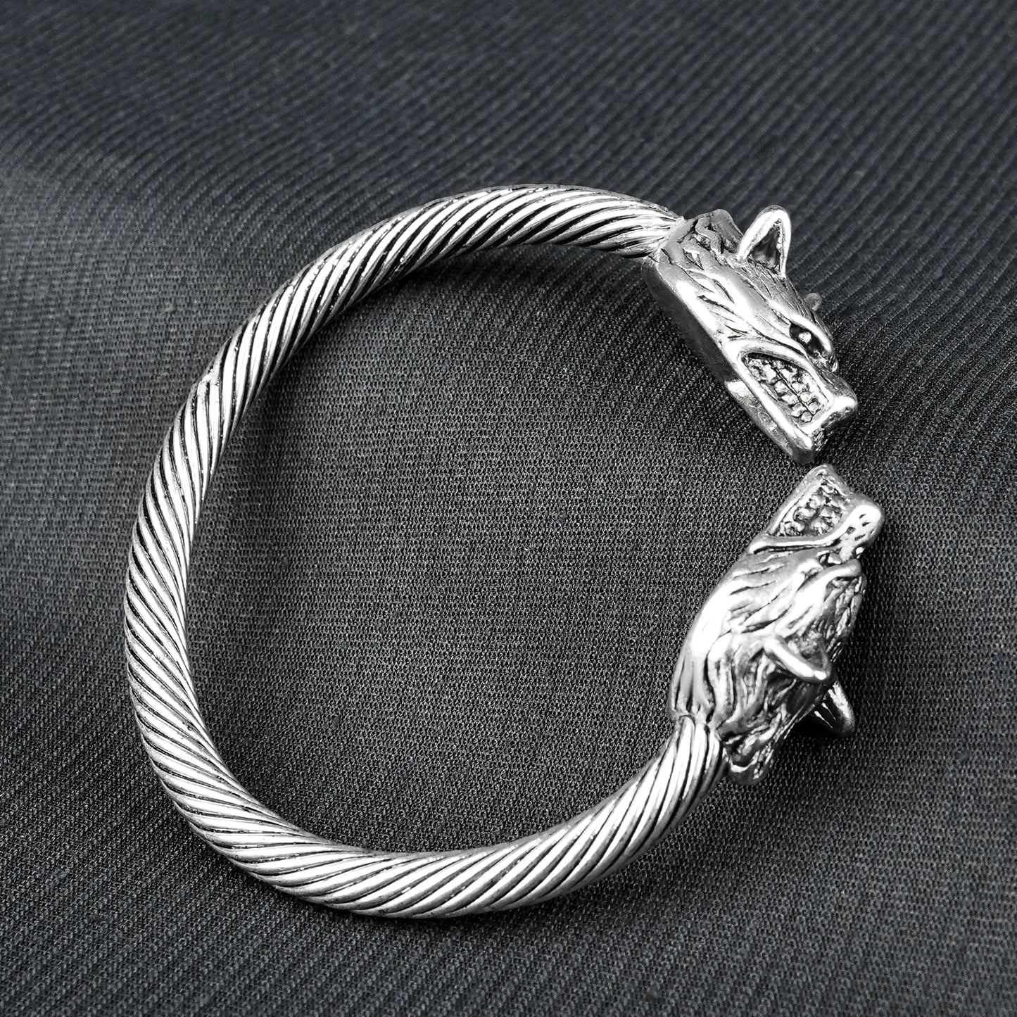 6mm Silver Metallic wolf Cuff Bangle Bracelet -316L