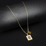 Golden Chanel Pendant with Golden Cable Chain -316L