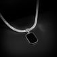 Silver Rectangular Pendant with Silver Herringbone Chain -316L