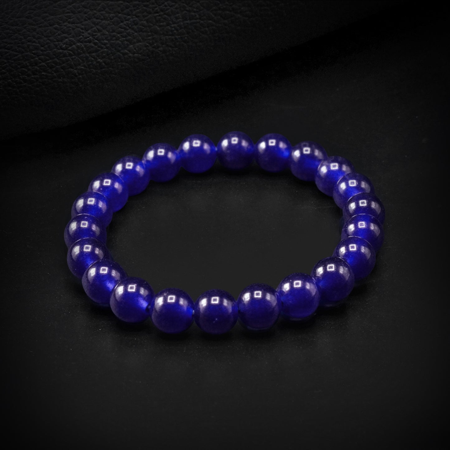 8mm Dark Blue Beaded Bracelet