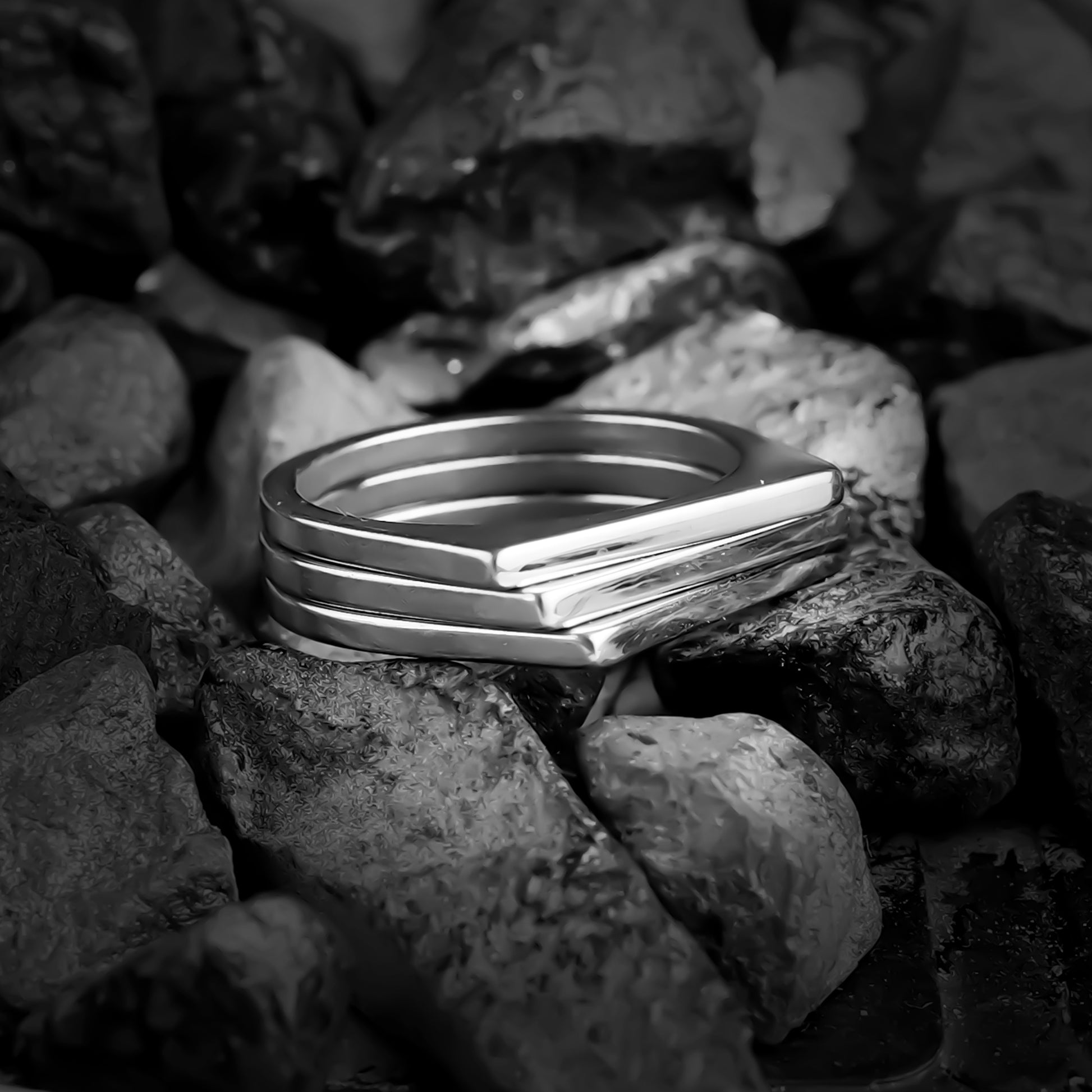 Silver Multilayer Unisex Rings