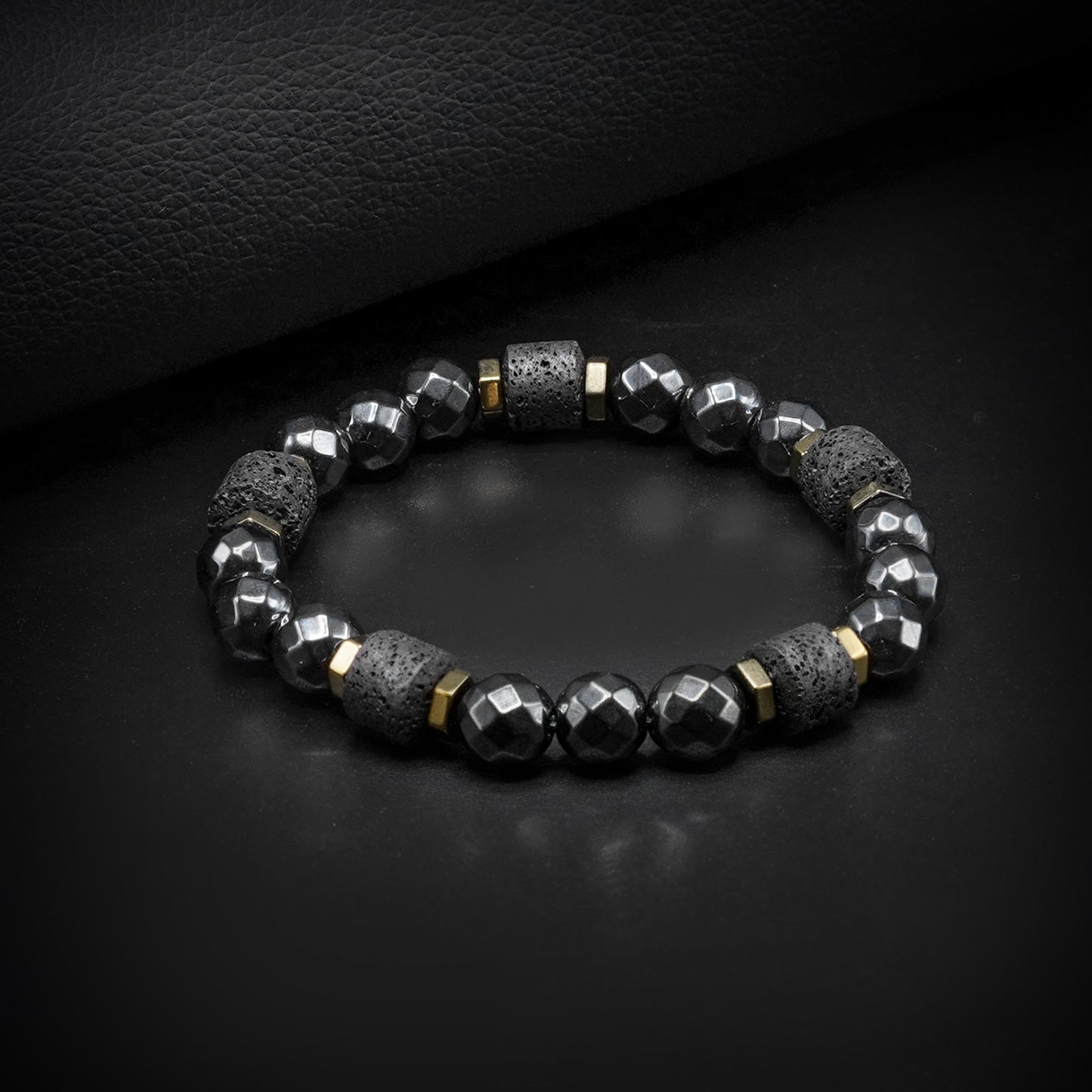 8mm Crystal Black Beaded Bracelet