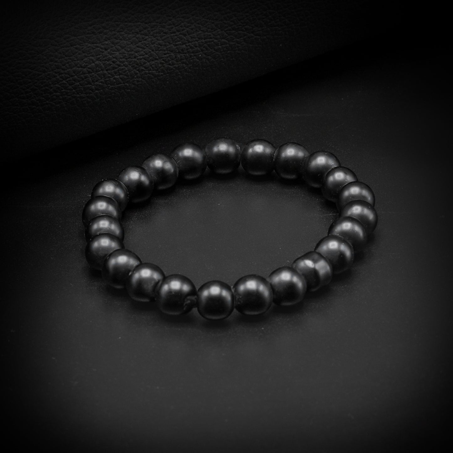 8mm Matte Black Beaded Bracelet
