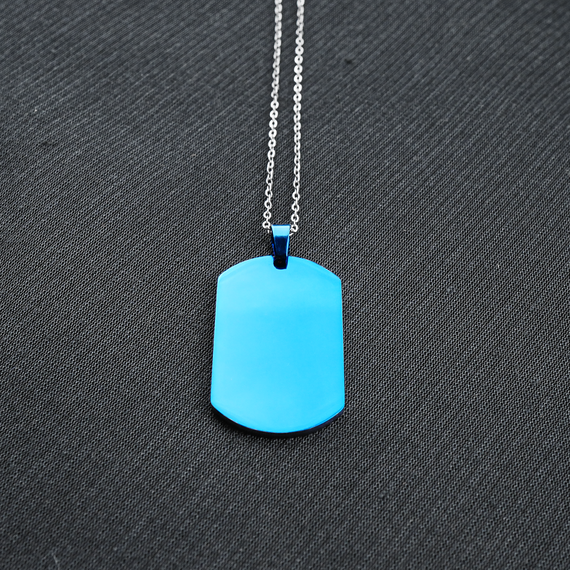 2mm Blue Engraving Rectangle pendant