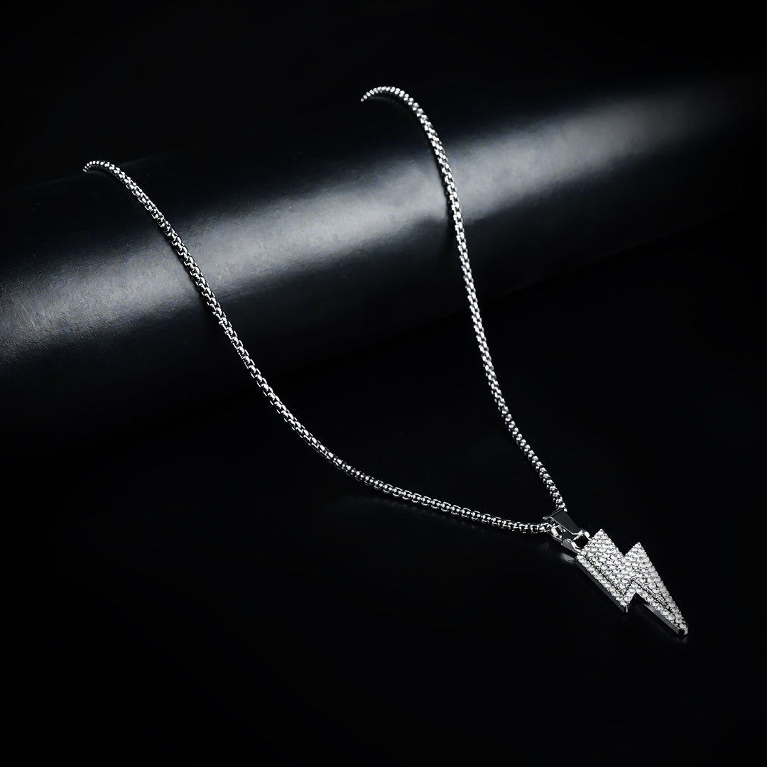 Flash Chain Crystal Flash Necklace with silver Roundcut chain -316L