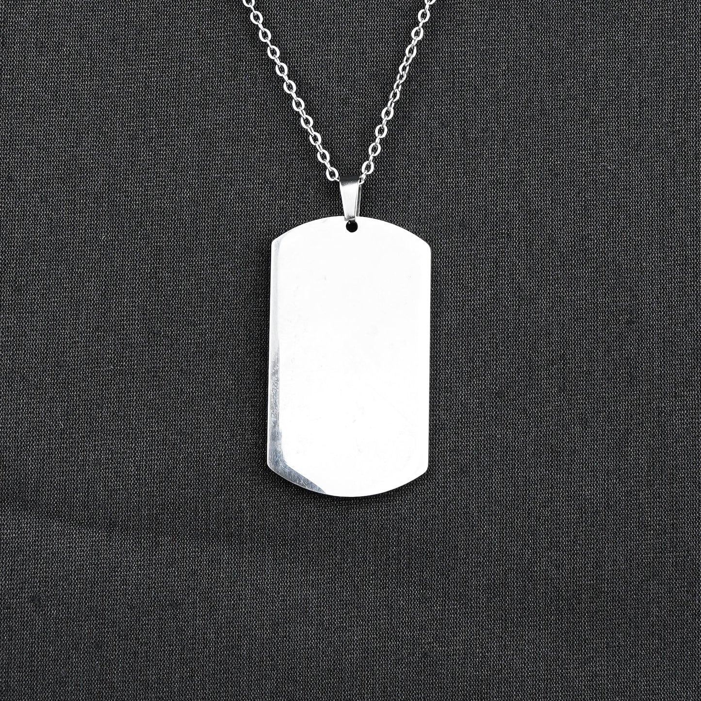 2mm Silver Engraving Rectangle pendant with Link chain -316L