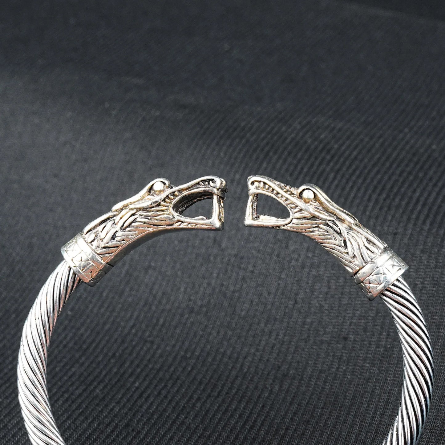 6mm Silver Metallic Dragon Cuff Bangle bracelet -316L