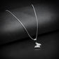 Silver Butterfly Pendant with Silver Square Box Chain -316L