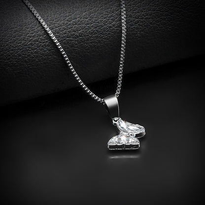Silver Butterfly Pendant with Silver Square Box Chain -316L