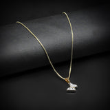 Golden Butterfly Pendant with Silver Square Box Chain -316L