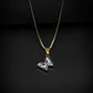 Golden Butterfly Pendant with Silver Square Box Chain -316L