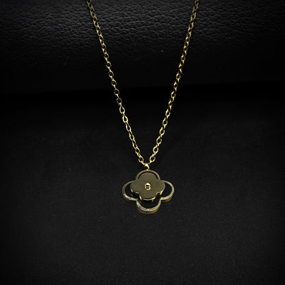 Golden Van Cleef Pendant with Golden Cable Chain -316L