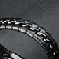 12mm Black Weave Leather Bracelet -316L