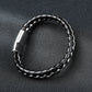 12mm Silver weave leather bracelet -316L